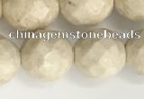 CRJ629 15.5 inches 10mm faceted round white fossil jasper beads