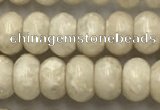 CRJ632 15.5 inches 4*6mm rondelle white fossil jasper beads wholeasle