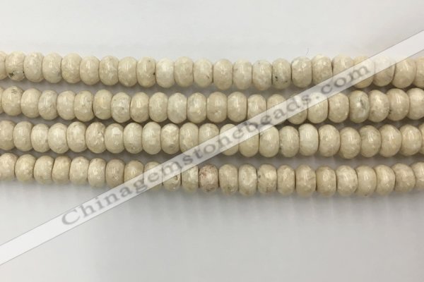 CRJ632 15.5 inches 4*6mm rondelle white fossil jasper beads wholeasle