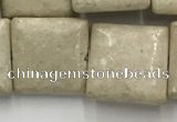 CRJ639 15.5 inches 14*14mm square white fossil jasper beads wholeasle