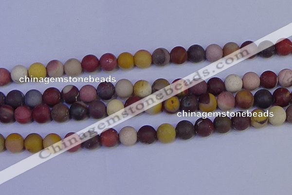 CRO1005 15.5 inches 14mm round matte mookaite gemstone beads