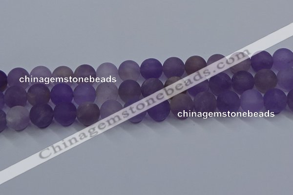 CRO1015 15.5 inches 14mm round matte amethyst gemstone beads