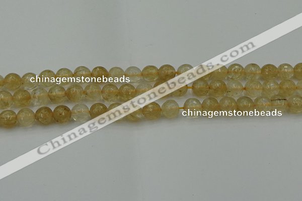 CRO1032 15.5 inches 8mm faceted round yellow watermelon quartz beads