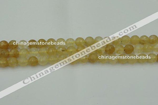 CRO1033 15.5 inches 10mm faceted round yellow watermelon quartz beads