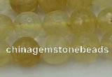 CRO1034 15.5 inches 12mm faceted round yellow watermelon quartz beads