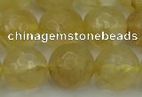 CRO1035 15.5 inches 14mm faceted round yellow watermelon quartz beads