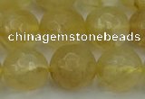 CRO1035 15.5 inches 14mm faceted round yellow watermelon quartz beads