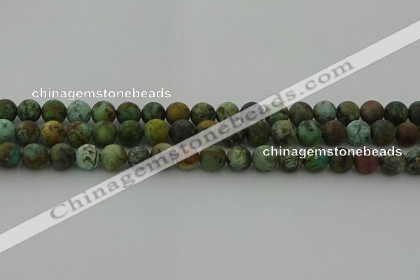 CRO1053 15.5 inches 10mm round matte African turquoise beads