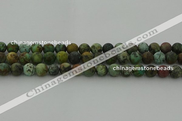 CRO1054 15.5 inches 12mm round matte African turquoise beads