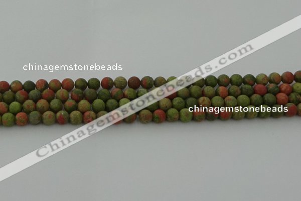 CRO1061 15.5 inches 6mm round matte unakite beads wholesale