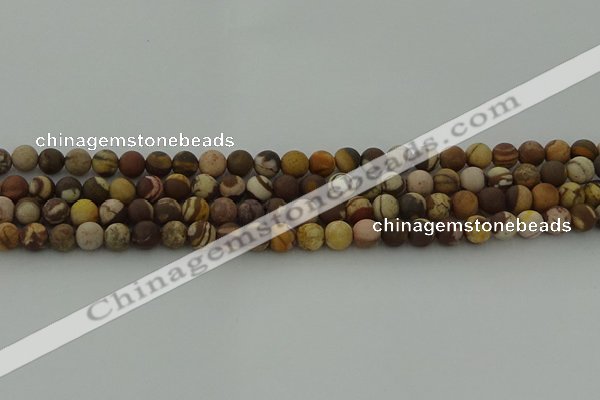 CRO1071 15.5 inches 6mm round matte brown zebra jasper beads