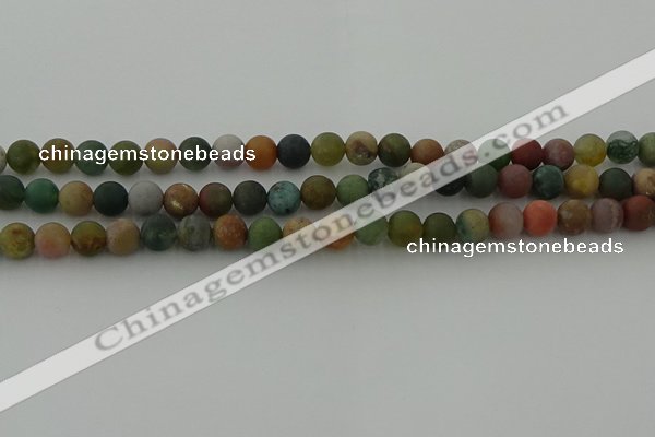 CRO1082 15.5 inches 8mm round matte Indian agate beads wholesale