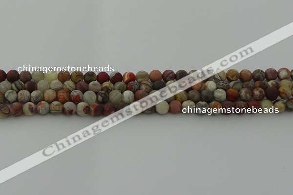 CRO1091 15.5 inches 6mm round matte laguna lace agate beads