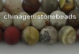 CRO1092 15.5 inches 8mm round matte laguna lace agate beads