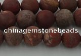 CRO1102 15.5 inches 8mm round matte pomegranate jasper beads