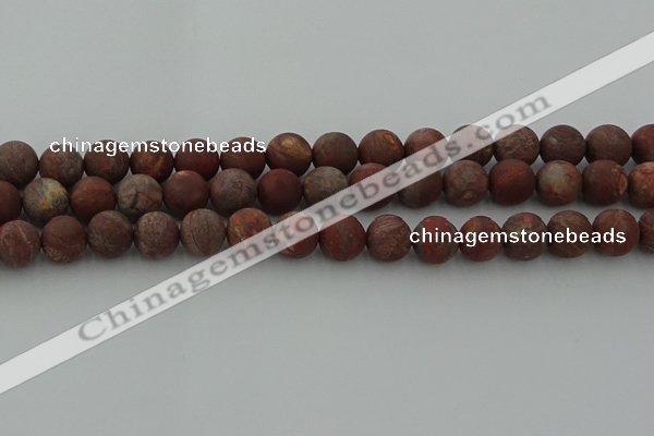 CRO1103 15.5 inches 10mm round matte pomegranate jasper beads