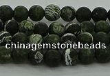 CRO1120 15.5 inches 4mm round matte green silver line jasper beads