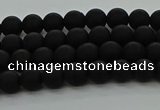 CRO1130 15.5 inches 4mm round matte black agate gemstone beads