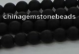 CRO1131 15.5 inches 6mm round matte black agate gemstone beads