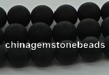 CRO1132 15.5 inches 8mm round matte black agate gemstone beads