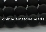 CRO1133 15.5 inches 10mm round matte black agate gemstone beads