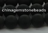 CRO1134 15.5 inches 12mm round matte black agate gemstone beads