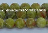 CRO1152 15.5 inches 8mm round matte green dragon serpentine jasper beads