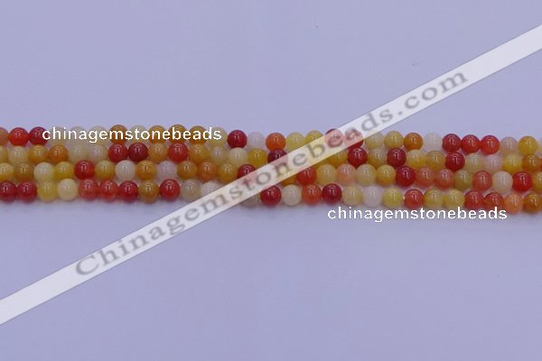 CRO1160 15.5 inches 4mm round golden silk jade beads wholesale