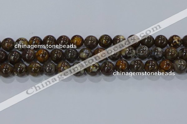 CRO1175 15.5 inches 14mm round fire lace opal gemstone beads