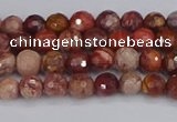 CRO1188 15.5 inches 4mm faceted round red porcelain beads