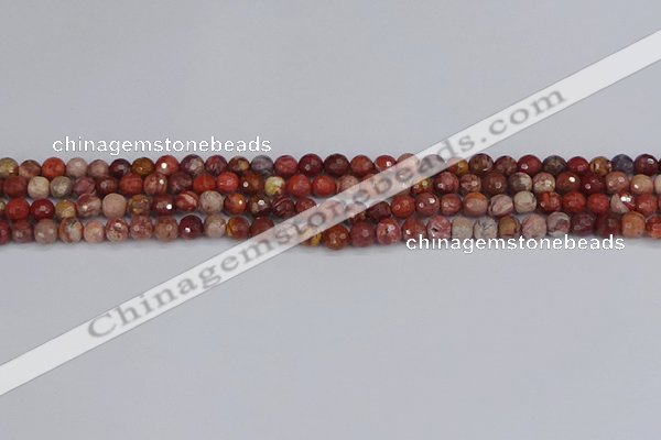 CRO1188 15.5 inches 4mm faceted round red porcelain beads