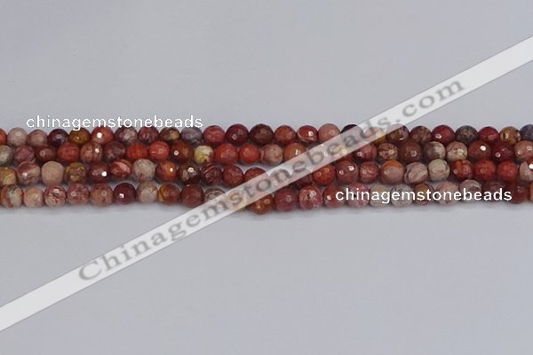 CRO1189 15.5 inches 6mm faceted round red porcelain beads