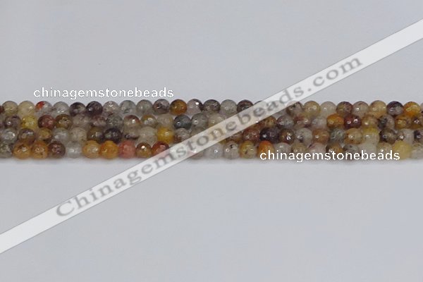 CRO1195 15.5 inches 4mm faceted round mixed lodalite quartz beads