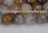 CRO1197 15.5 inches 8mm faceted round mixed lodalite quartz beads