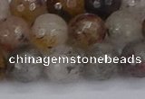 CRO1198 15.5 inches 10mm faceted round mixed lodalite quartz beads