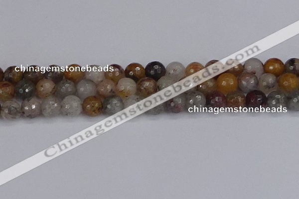 CRO1198 15.5 inches 10mm faceted round mixed lodalite quartz beads