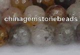 CRO1199 15.5 inches 12mm faceted round mixed lodalite quartz beads