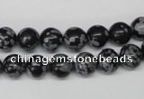 CRO122 15.5 inches 8mm round snowflake obsidian beads wholesale