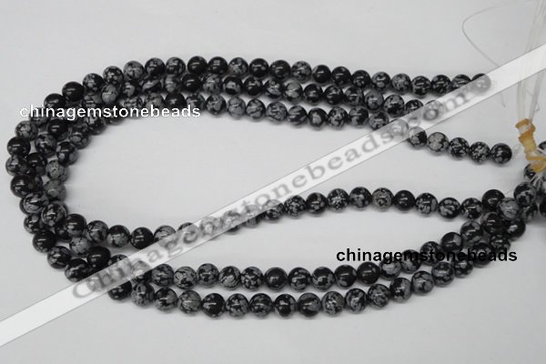 CRO122 15.5 inches 8mm round snowflake obsidian beads wholesale