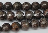 CRO224 15.5 inches 10mm round Chinese snowflake obsidian beads wholesale