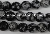 CRO236 15.5 inches 10mm round snowflake obsidian beads wholesale