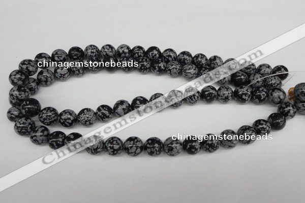 CRO284 15.5 inches 12mm round snowflake obsidian beads wholesale