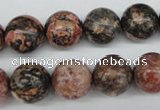 CRO324 15.5 inches 12mm round red leopard skin jasper beads wholesale