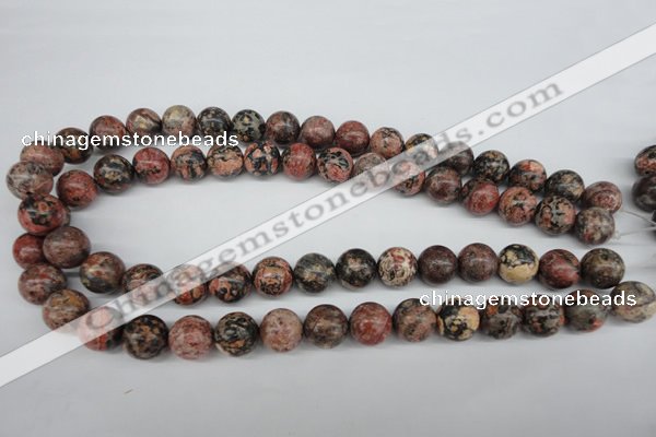 CRO324 15.5 inches 12mm round red leopard skin jasper beads wholesale