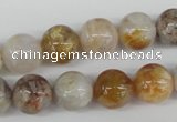 CRO384 15.5 inches 14mm round bamboo leaf agate beads wholesale