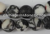 CRO386 15.5 inches 14mm round black & white jasper beads wholesale