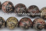 CRO403 15.5 inches 14mm round red leopard skin jasper beads wholesale