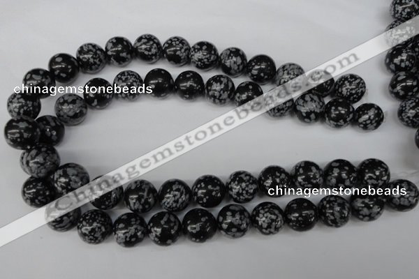 CRO404 15.5 inches 14mm round snowflake obsidian beads wholesale