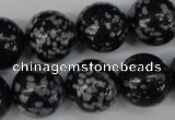 CRO426 15.5 inches 16mm round snowflake obsidian beads wholesale