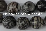 CRO451 15.5 inches 16mm round black water jasper beads wholesale